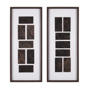 Grouped Bricks (Set of 2) by Studio M a handmade Original Framed Artwork under Glass