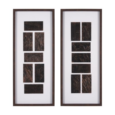 15743 - Grouped Bricks (Set of 2) by Studio M a handmade Original Framed Artwork under Glass