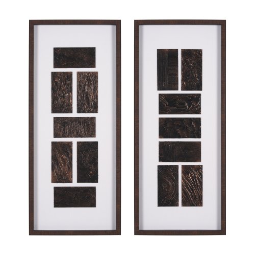 15743 - Grouped Bricks (Set of 2) by Studio M a handmade Original Framed Artwork under Glass