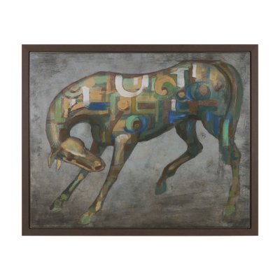 102652-FL - Mosaic Horse I by Mercana Studio a Hand Embellished Textured Framed Canvas