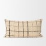 71087 - Jaela 14x26 Beige and Black Striped Lumbar Pillow Cover w/Filler