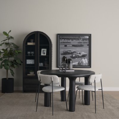 70883-AB - Soma Textured Black Mango Wood Round Dining Table