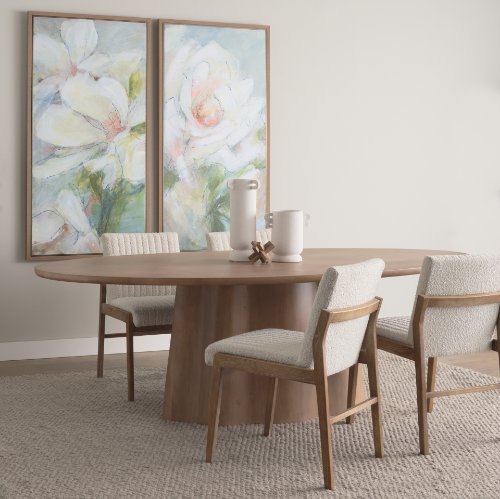 71108-AB - Jovani 94" Solid Light Brown Mango Wood Oval Dining Table