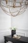 65273 - Ava White (34"D) Gold Metal and White Wood Beaded Six Bulb Chandelier 