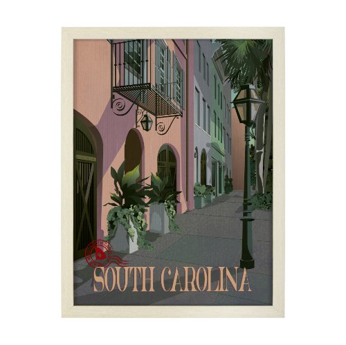 15792 - South Carolina Go USA (L) by Mercana Studio a Hand Embellished Decograph Framed Art Print