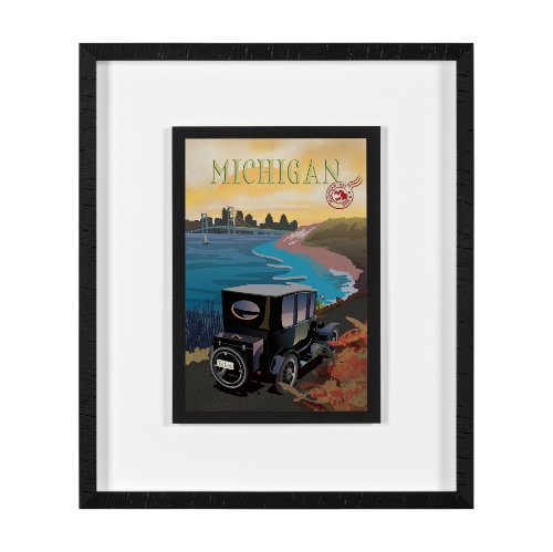 15786 - Michigan Go USA (M) by Mercana Studio a Framed Art Print Matted under Glass
