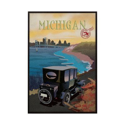 15787 - Michigan Go USA (SM) by Mercana Studio a Hand Embellished Decograph Framed Art Print