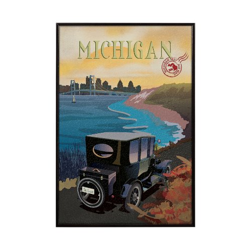 15787 - Michigan Go USA (SM) by Mercana Studio a Hand Embellished Decograph Framed Art Print
