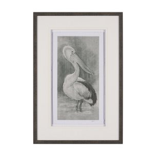Pelican Sketch by Mercana Studio a Hand Embellished Framed Art Print Matted under Glass