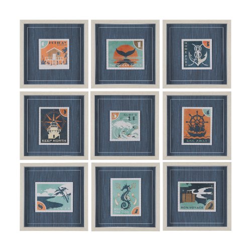 15774 - Bon Voyage (Set of 9) by Mercana Studio a Hand Embellished Framed Art Print Matted under Glass