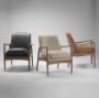 69814 - Westan Cream Boucle Fabric W/Light Brown Wood Accent Chair