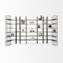50366-AB - Turner II 37L x 10.5W x 90H Curved Dark Brown Wood And Black Iron Six Shelving Unit