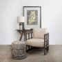 67514 - Skylar I Cream Fabric Covered Cushioned Demi-Lune Wooden Frame Accent Chair 