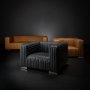 70190 - Ricciardo Black Leather Upholstered Arm Chair