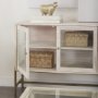 69292 - Arelius 36L x 18W x 32H White Wood, Gold Metal Base w/ 2 Glass Doors Accent Cabinet