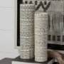 68623 - Uhura I Small Cream Black Patterned Cylindrical Vase 