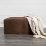 69058 - Minara 36" Square Brown Leather Wrapped w/Wood Base Ottoman