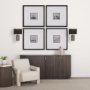 65241 - Maravilla III 11x17 Black/White Pattered Base Black Fabric Shade Wall Sconce 