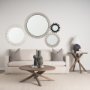67634 - Cog Mirror 44" Round Gray Wood Frame Mirror