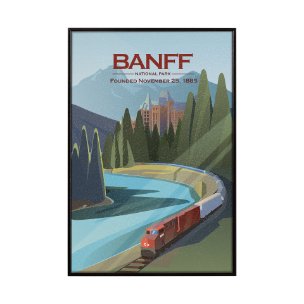 Banff Go Canada (SM) by Mercana Studio a Hand Embellished Decograph Framed Art Print