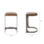 69267 - Tyson 17L x 18W x 28H Brown Leather W/ Metal Frame Counter Stool