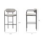 69360 - Parker Gray Fabric Seat Black Metal Bar Stool