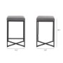 69574 - Frodo 26.4H Gray Fabric Seat W/Black Iron Frame Counter Stool