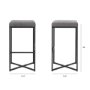 69575 - Frodo 29.75H Gray Fabric Seat W/Black Iron Frame Bar Stool