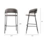 70464 - Carolyn Bar Stool w/ Gray Fabric & Matte Black Metal 