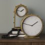 69482 - Marian 11.0L x 3.1W x 11.0H Gold Metal W/Studs Round Table Clock 