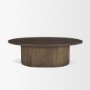 69875 - Terra 48L x 28W x 15H Dark Brown Wood Oval Fluted Coffee Table