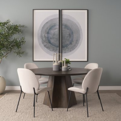 71107-AB - Jovani 60" Solid Dark Brown Mango Wood Round Dining Table
