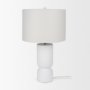 69707 - Everly  15.0L x 15.0W x 27.5H White Cement W/Beige Shade Table Lamp