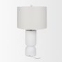 69707 - Everly  15.0L x 15.0W x 27.5H White Cement W/Beige Shade Table Lamp