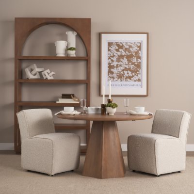 71105-AB - Jovani 48" Solid Light Brown Mango Wood Round Dining Table