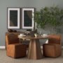69614 - Damon 19.8L x 26.3W x 31.8H Cognac Brown Faux Leather Dining Chair