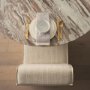 68324 - Damon Fully Upholstered Cream-Toned Fabric Dining Chair on Casters