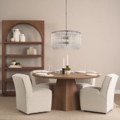 71106-AB - Jovani 60" Solid Light Brown Mango Wood Round Dining Table