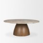 71102-AB - Allyson Round Brown Pedestal w/Savar Pink Marble Top Coffee Table