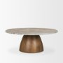 71102-AB - Allyson Round Brown Pedestal w/Savar Pink Marble Top Coffee Table