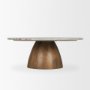 71102-AB - Allyson Round Brown Pedestal w/Savar Pink Marble Top Coffee Table