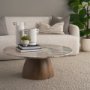 71102-AB - Allyson Round Brown Pedestal w/Savar Pink Marble Top Coffee Table