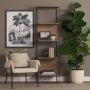 69717 - Morris 19.75 L x 15.0W x 72.5H Beige Wood W/Black Metal Frame 4-Tier Shelving Unit