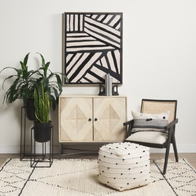 69991 - Donna Black Wood Cane-Back w/ Beige Upholstered Seat Dining Chair