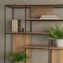 69718 - Morris 47.0L x 15.0W x 75.0H Light Brown Wood w/ Black Metal Frame 6-Tier Shelving Unit