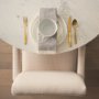 70563-AB - Allyson 42" Round Brown Wood Pedestal w/Banswara White Marble Top Dining Table