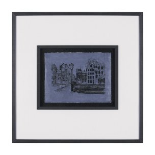 City of Canals II by Mercana Studio Hand Embelished  Textured  Framed Artwork Matted under Glass