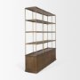 71114-AB - Baron 4-Door Dark Brown Wood w/ Antique Brass Metal Open Shelving Unit