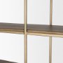 71114-AB - Baron 4-Door Dark Brown Wood w/ Antique Brass Metal Open Shelving Unit