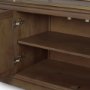 71114-AB - Baron 4-Door Dark Brown Wood w/ Antique Brass Metal Open Shelving Unit